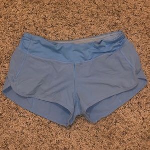 Lululemon light blue speed up shorts 6